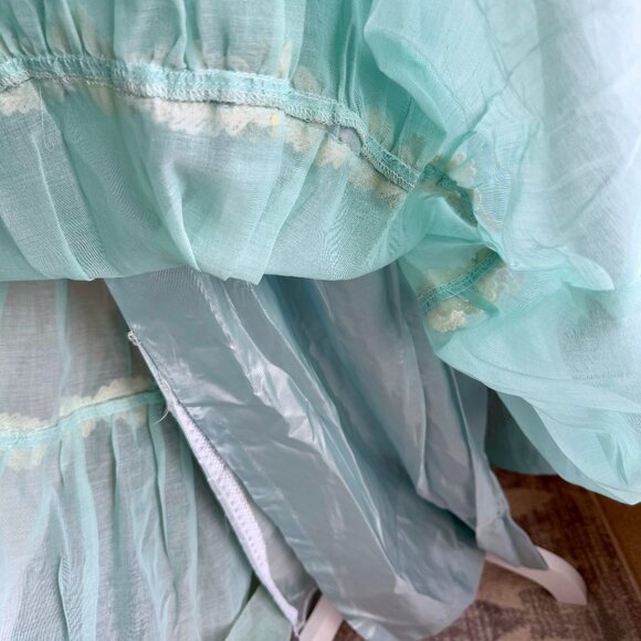 1970s Vintage Aqua Fairy Boho Maxi Dress - Picture 10 of 15